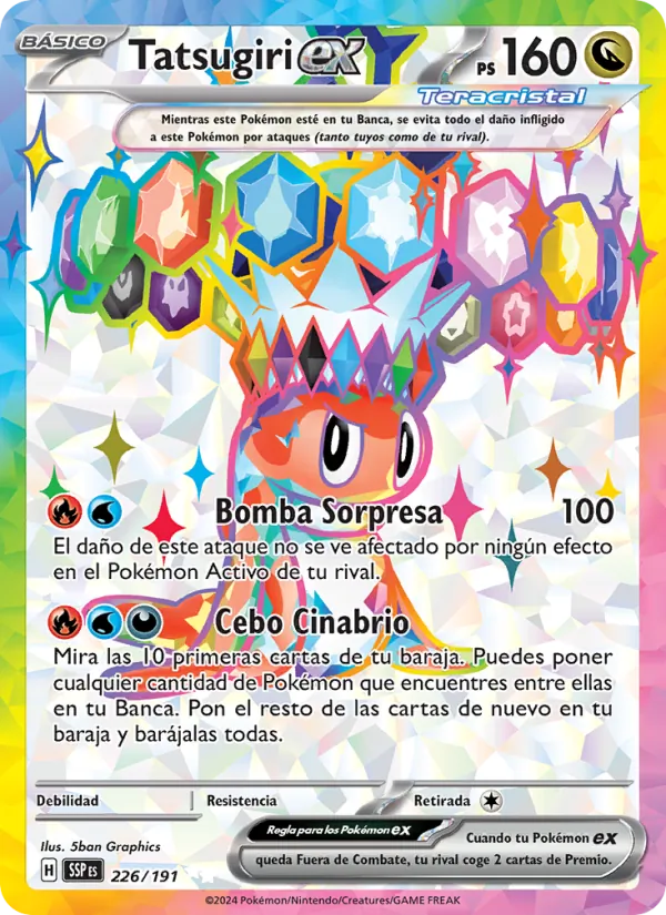 Carta Tatsugiri ex de la expansión Chispas Fulgurantes, número 226/191