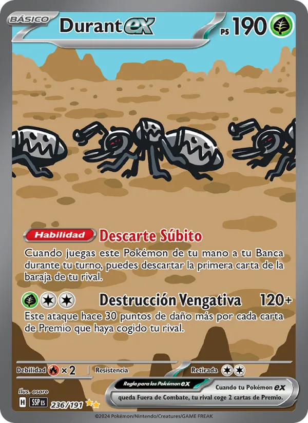 Carta Durant ex de la expansión Chispas Fulgurantes, número 236/191