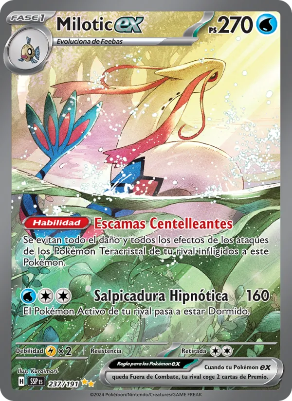 Carta Milotic ex de la expansión Chispas Fulgurantes, número 237/191