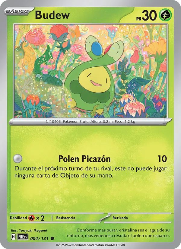 Carta Budew de la expansión Evoluciones Prismáticas, número 004/131