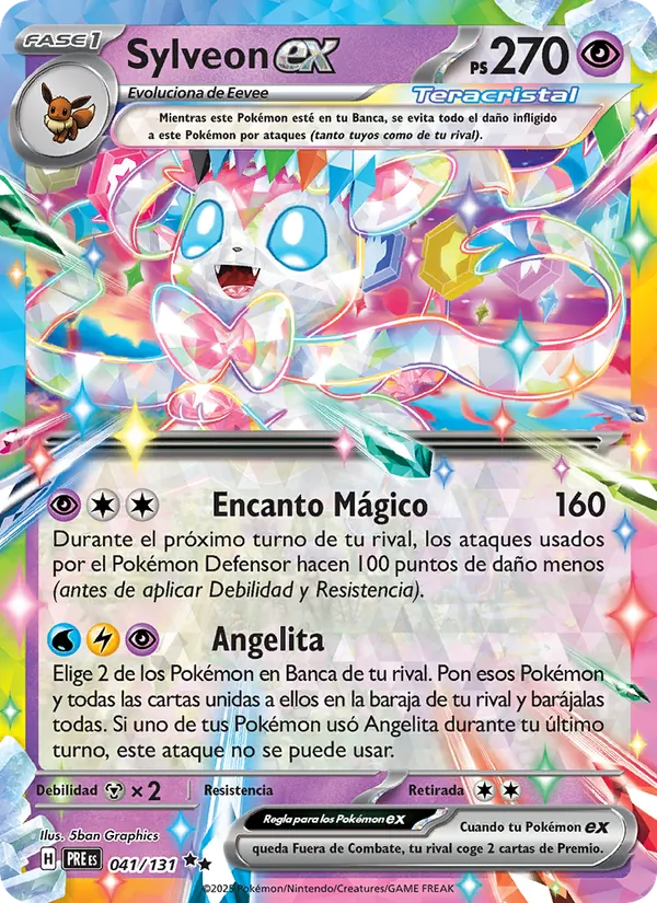 Carta Sylveon ex de la expansión Evoluciones Prismáticas, número 041/131