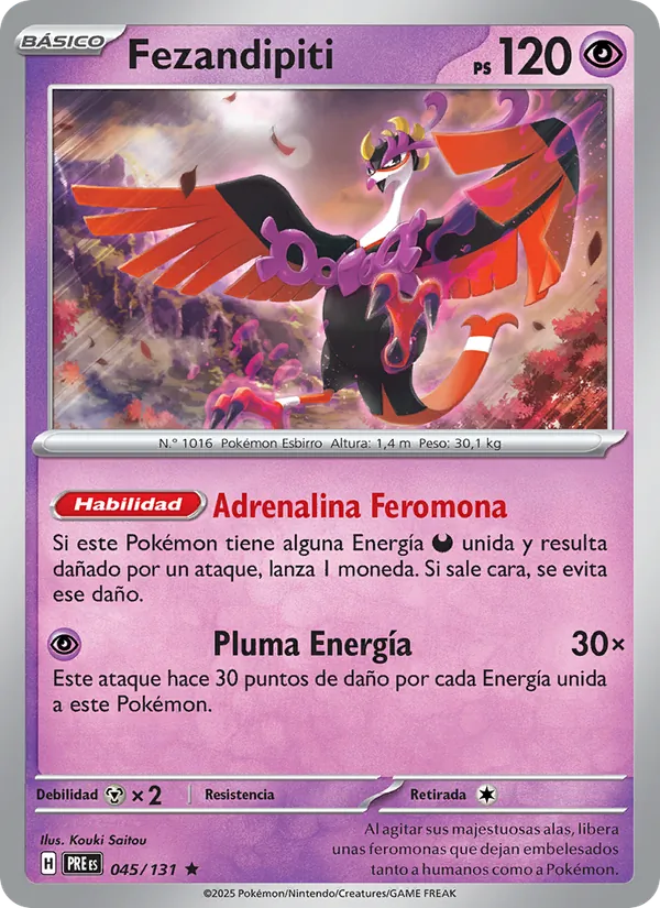 Carta Fezandipiti de la expansión Evoluciones Prismáticas, número 045/131