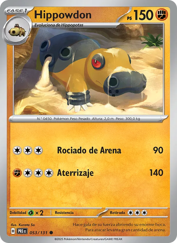 Carta Hippowdon de la expansión Evoluciones Prismáticas, número 053/131