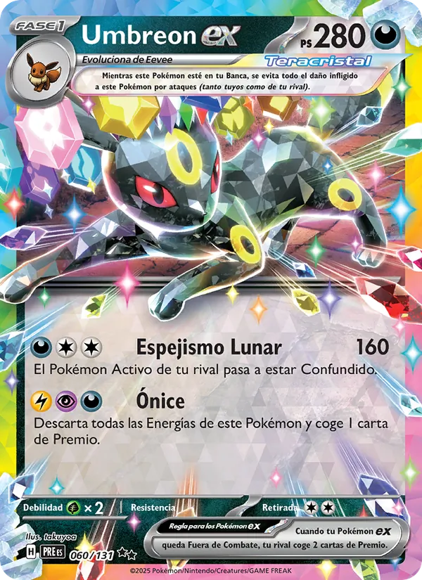 Carta Umbreon ex de la expansión Evoluciones Prismáticas, número 060/131