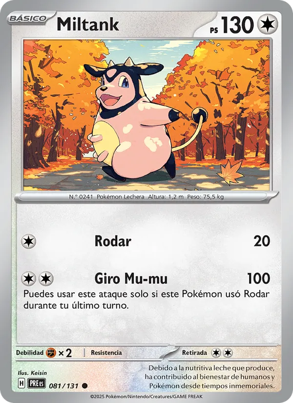 Carta Miltank de la expansión Evoluciones Prismáticas, número 081/131