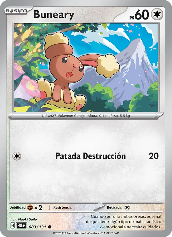 Carta Buneary de la expansión Evoluciones Prismáticas, número 083/131