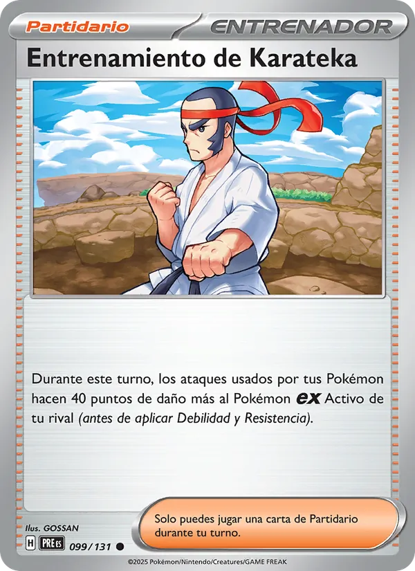 Carta Entrenamiento de Karateka de la expansión Evoluciones Prismáticas, número 099/131