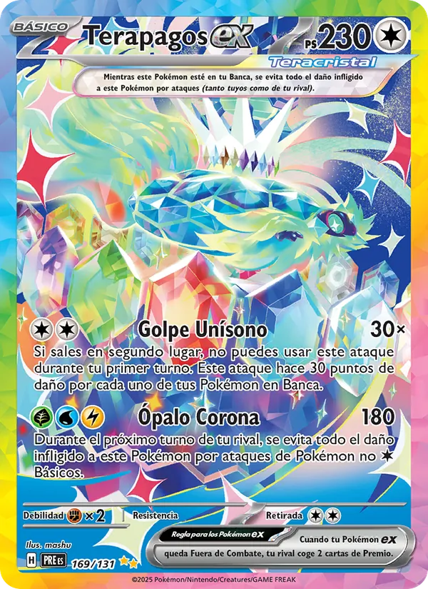 Carta Terapagos ex de la expansión Evoluciones Prismáticas, número 169/131