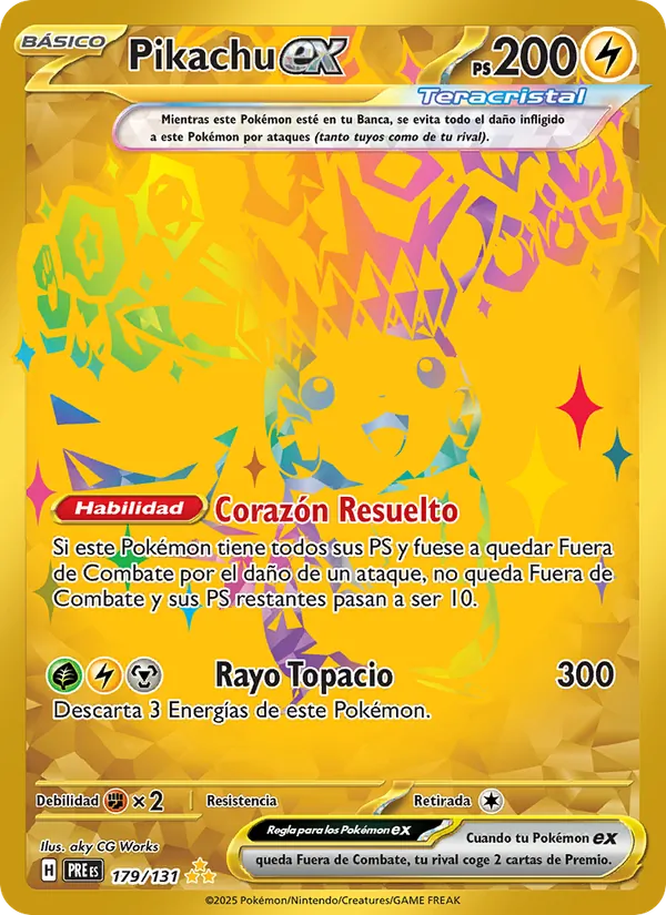 Carta Pikachu ex de la expansión Evoluciones Prismáticas, número 179/131