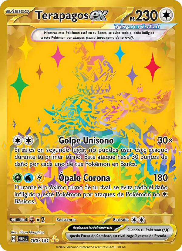 Carta Terapagos ex de la expansión Evoluciones Prismáticas, número 180/131