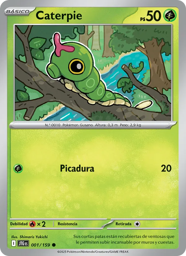 Carta Caterpie de la expansión Juntos de Aventuras, número 001/159