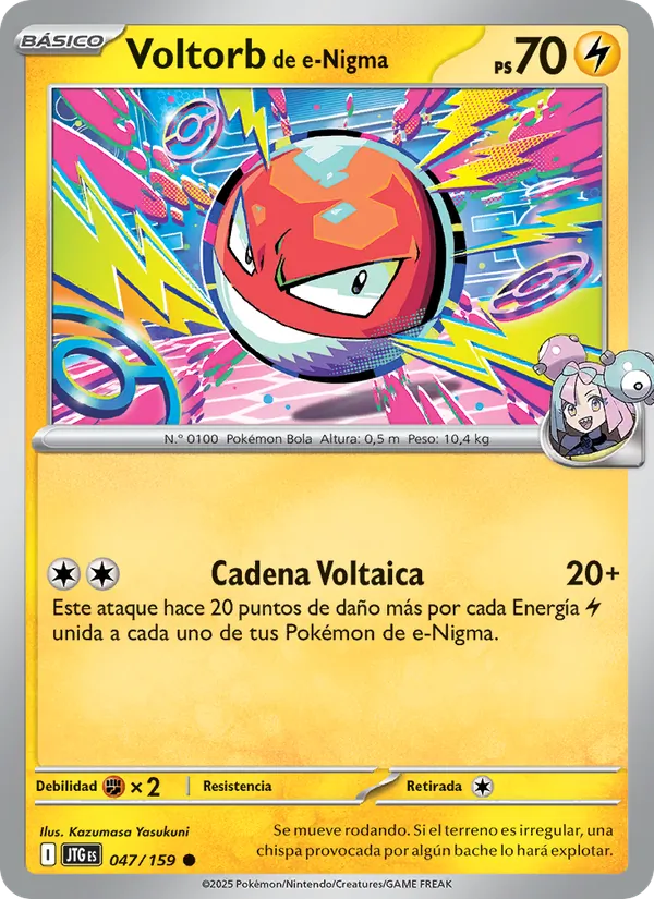 Carta Voltorb de e-Nigma de la expansión Juntos de Aventuras, número 047/159