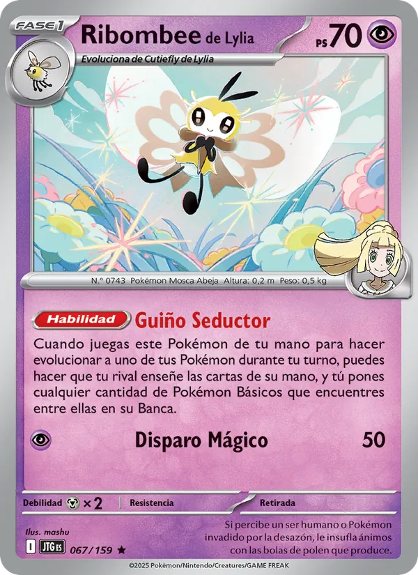 Carta Ribombee de Lylia de la expansión Juntos de Aventuras, número 067/159