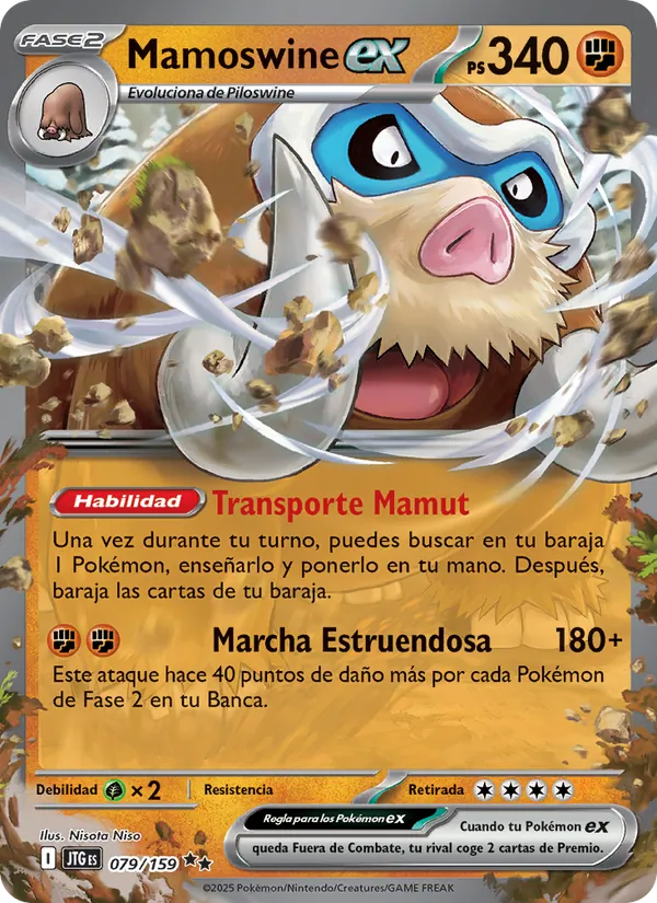 Carta Mamoswine ex de la expansión Juntos de Aventuras, número 079/159