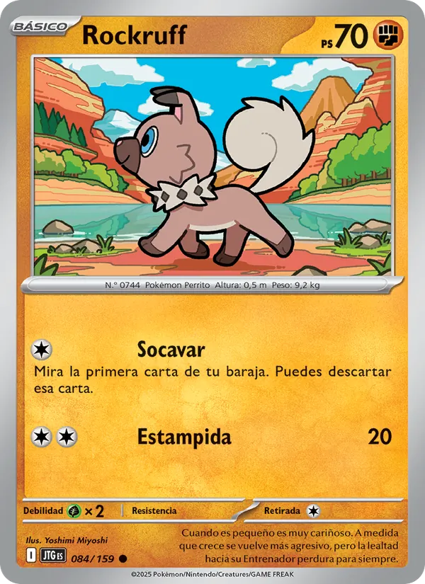 Carta Rockruff de la expansión Juntos de Aventuras, número 084/159