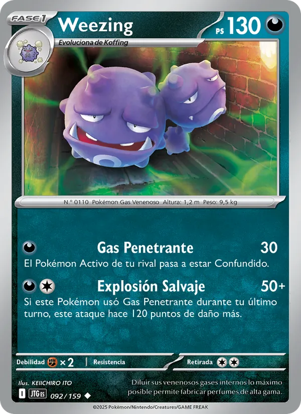 Carta Weezing de la expansión Juntos de Aventuras, número 092/159