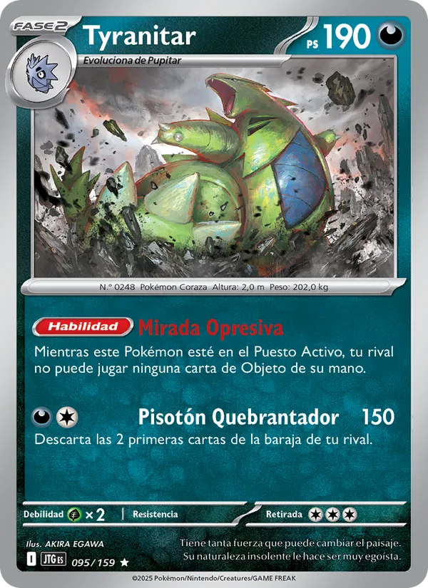 Carta Tyranitar de la expansión Juntos de Aventuras, número 095/159