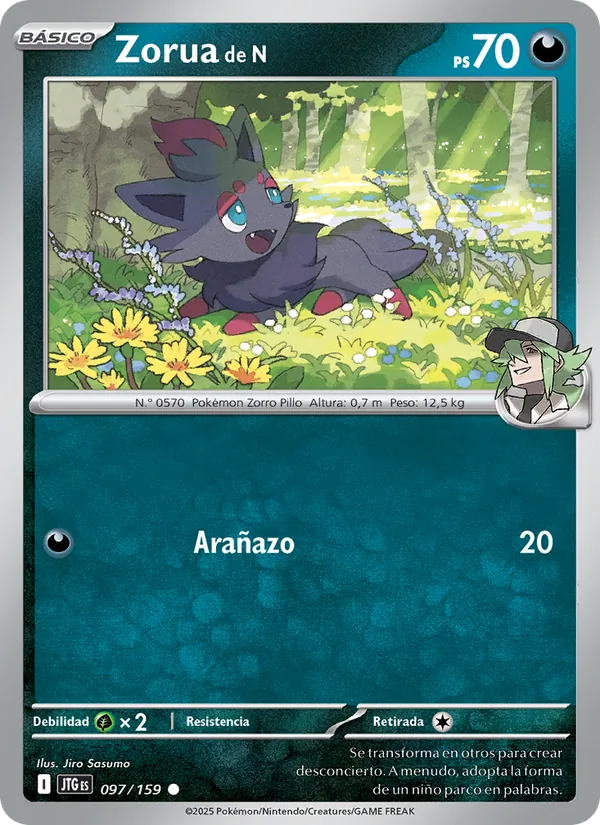 Carta Zorua de N de la expansión Juntos de Aventuras, número 097/159
