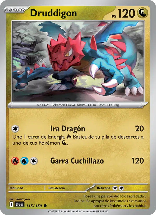 Carta Druddigon de la expansión Juntos de Aventuras, número 115/159