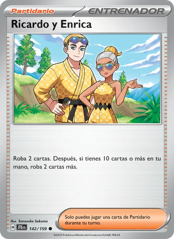 Carta Ricardo y Enrica de la expansión Juntos de Aventuras, número 142/159