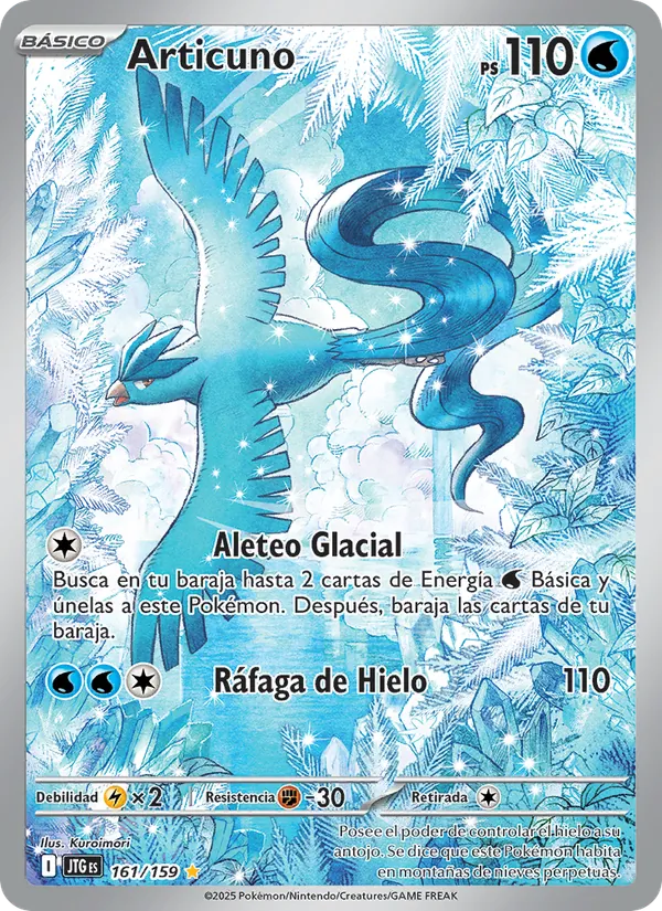 Carta Articuno de la expansión Juntos de Aventuras, número 161/159