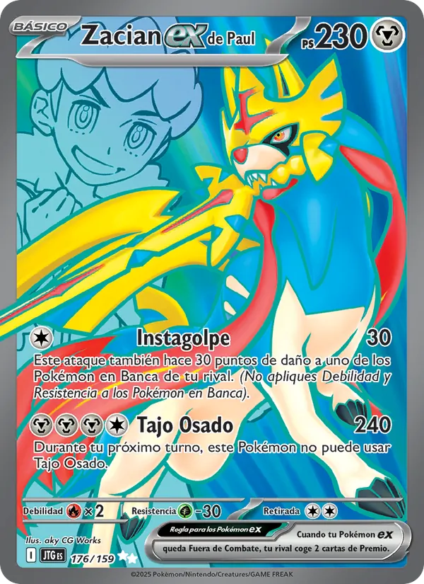 Carta Zacian ex de Paul de la expansión Juntos de Aventuras, número 176/159