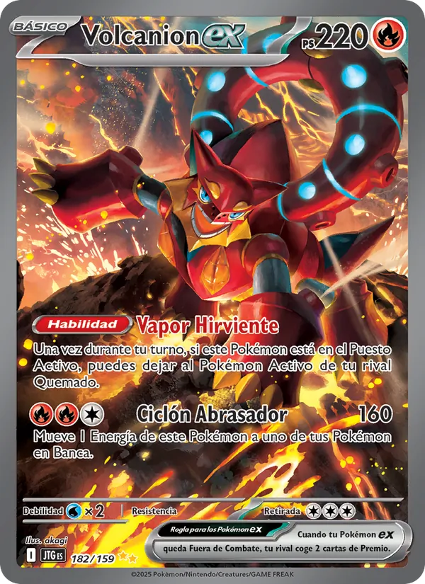 Carta Volcanion ex de la expansión Juntos de Aventuras, número 182/159