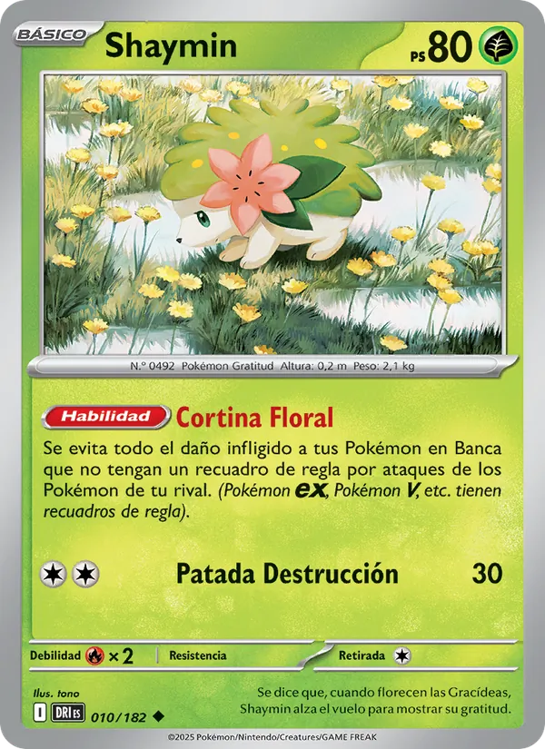 Carta Shaymin de la expansión Rivales Predestinados, número 010/182