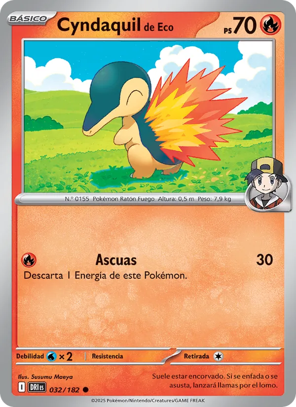 Carta Cyndaquil de Eco de la expansión Rivales Predestinados, número 032/182