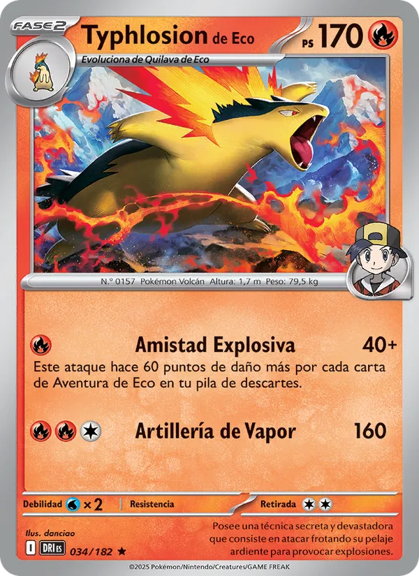Carta Typhlosion de Eco de la expansión Rivales Predestinados, número 034/182