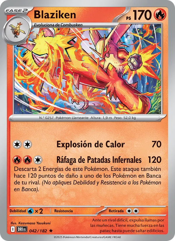 Carta Blaziken de la expansión Rivales Predestinados, número 042/182
