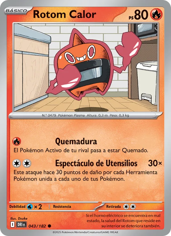 Carta Rotom Calor de la expansión Rivales Predestinados, número 043/182