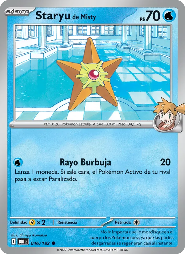 Carta Staryu de Misty de la expansión Rivales Predestinados, número 046/182