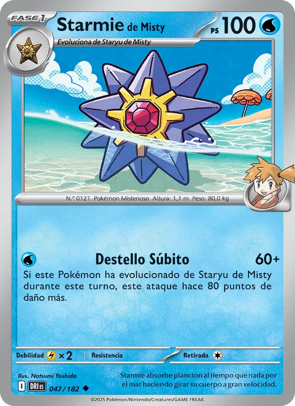 Carta Starmie de Misty de la expansión Rivales Predestinados, número 047/182