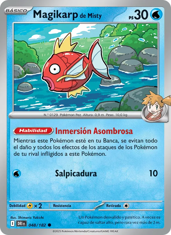 Carta Magikarp de Misty de la expansión Rivales Predestinados, número 048/182