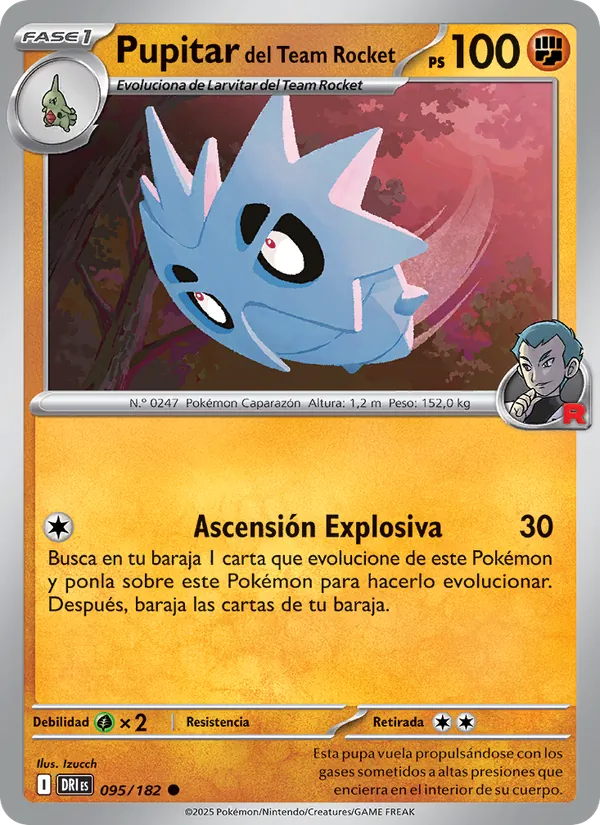 Carta Pupitar del Team Rocket de la expansión Rivales Predestinados, número 095/182