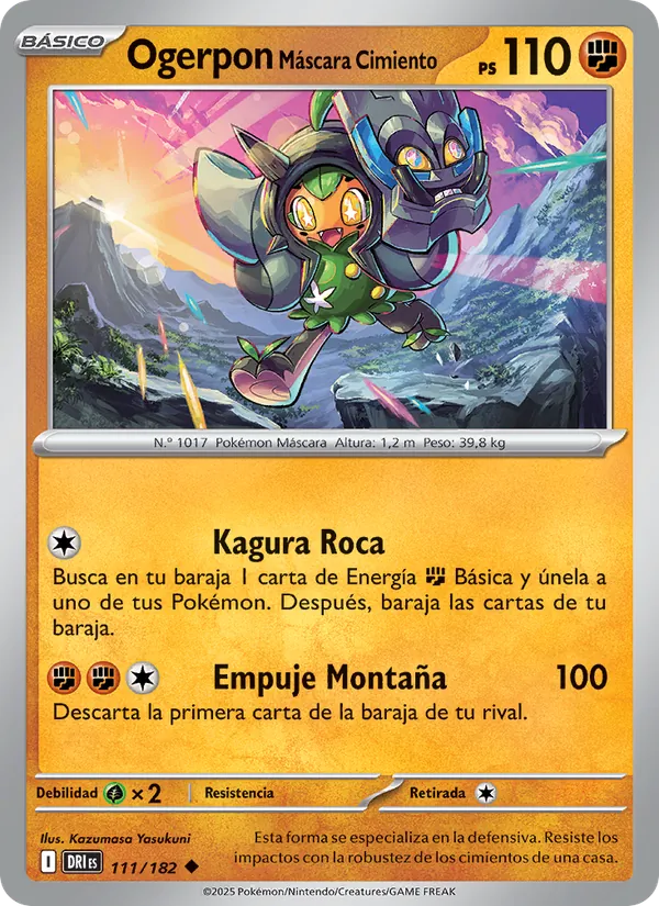 Carta Ogerpon Máscara Cimiento de la expansión Rivales Predestinados, número 111/182