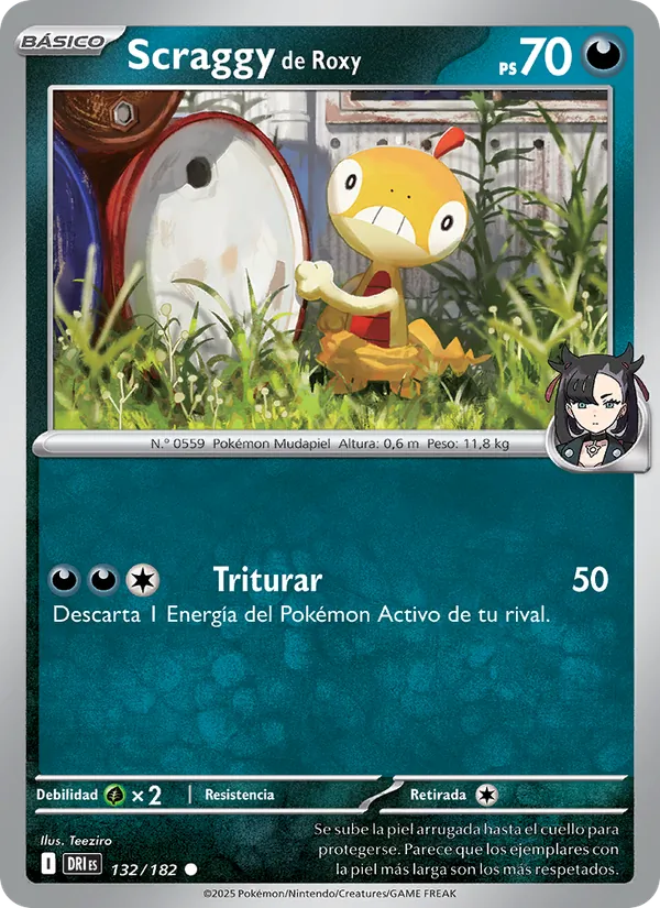 Carta Scraggy de Roxy de la expansión Rivales Predestinados, número 132/182
