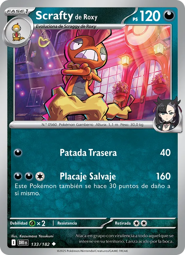Carta Scrafty de Roxy de la expansión Rivales Predestinados, número 133/182