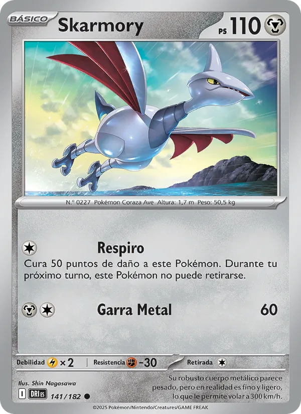 Carta Skarmory de la expansión Rivales Predestinados, número 141/182