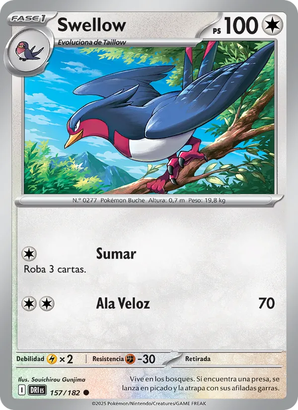 Carta Swellow de la expansión Rivales Predestinados, número 157/182