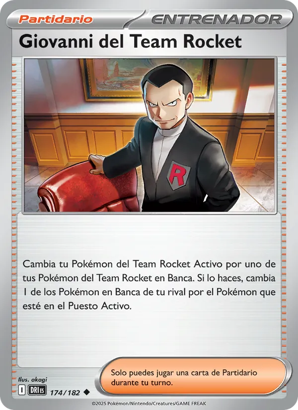 Carta Giovanni del Team Rocket de la expansión Rivales Predestinados, número 174/182