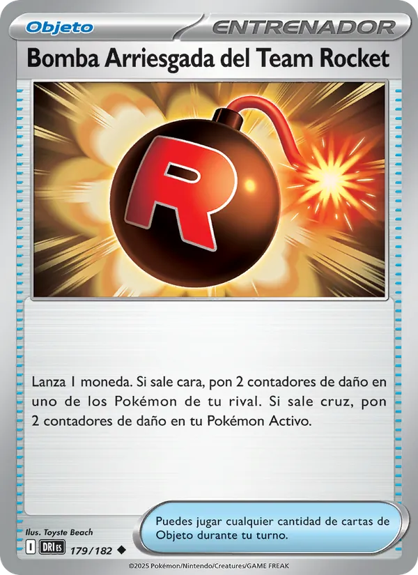 Carta Bomba Arriesgada del Team Rocket de la expansión Rivales Predestinados, número 179/182