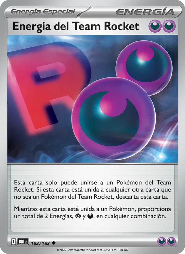 Carta Energía del Team Rocket de la expansión Rivales Predestinados, número 182/182