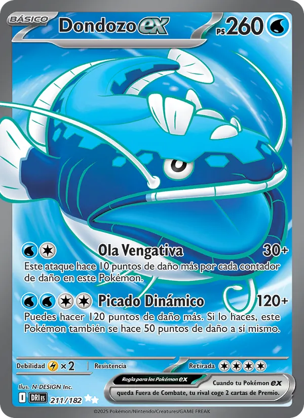 Carta Dondozo ex de la expansión Rivales Predestinados, número 211/182