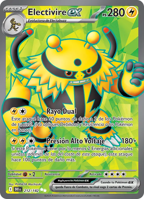 Carta Electivire ex de la expansión Rivales Predestinados, número 212/182