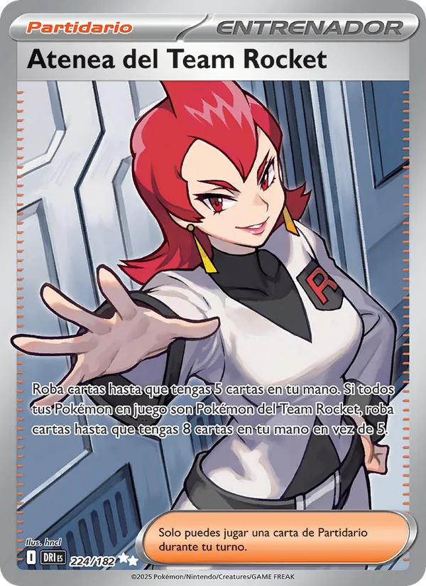 Carta Atenea del Team Rocket de la expansión Rivales Predestinados, número 224/182