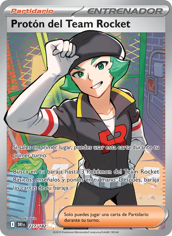 Carta Protón del Team Rocket de la expansión Rivales Predestinados, número 227/182