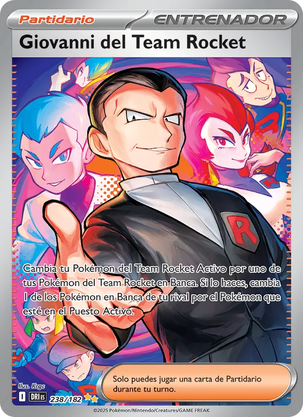 Carta Giovanni del Team Rocket de la expansión Rivales Predestinados, número 238/182