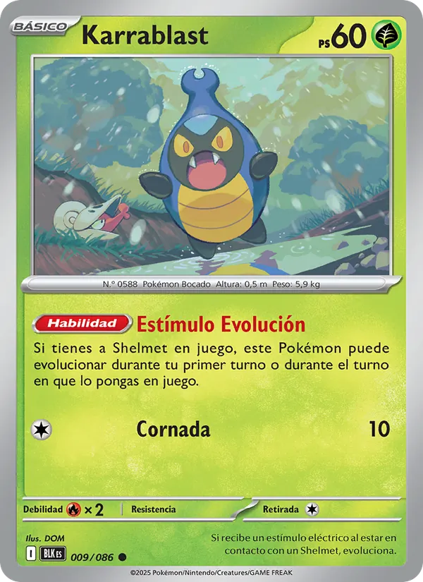 Carta Karrablast de la expansión Fulgor Negro, número 009/86